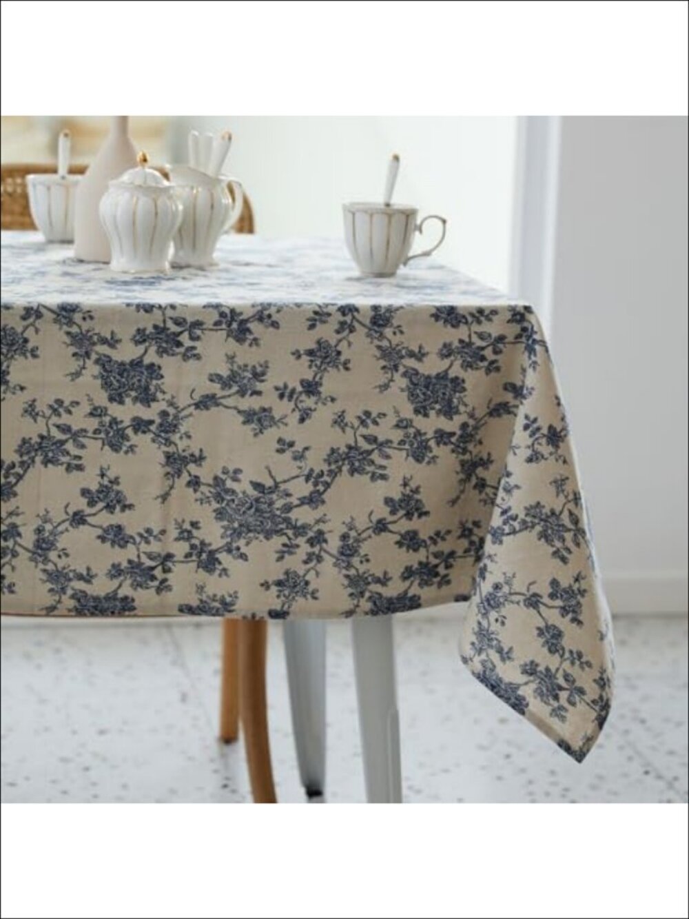 Rectangle Tablecloth 100% Polyester Fabric 60x120 Inch Floral